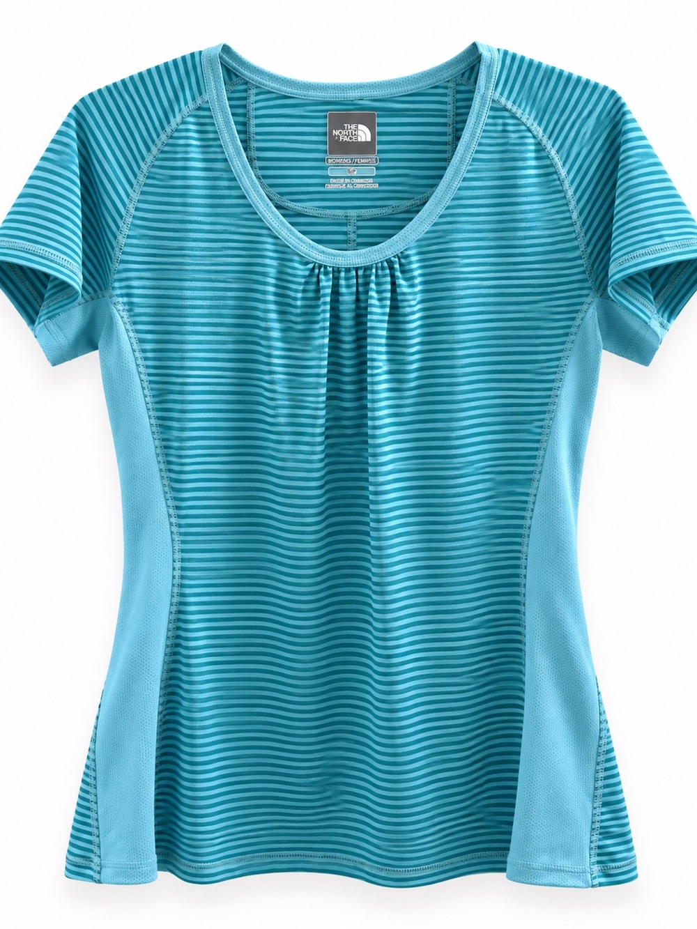 The North Face Womens Blue Striped Short Sleeve Active Tee Shirt Large